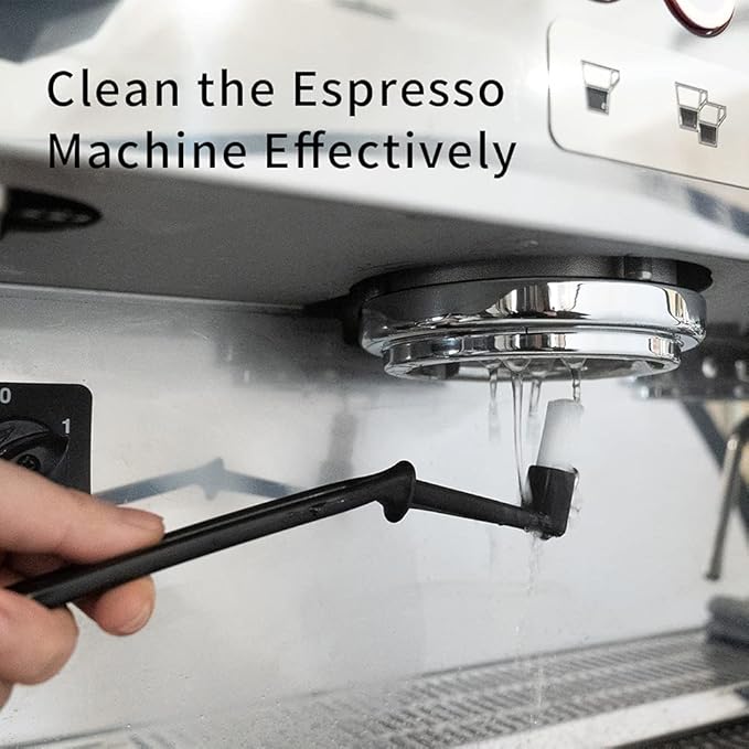 watchget Coffee Machine Cleaning Brush Set, 3 Pieces Espresso Cleaner Brushes with Spoon, Nylon Group Head Espresso Machine Cleaning Tool