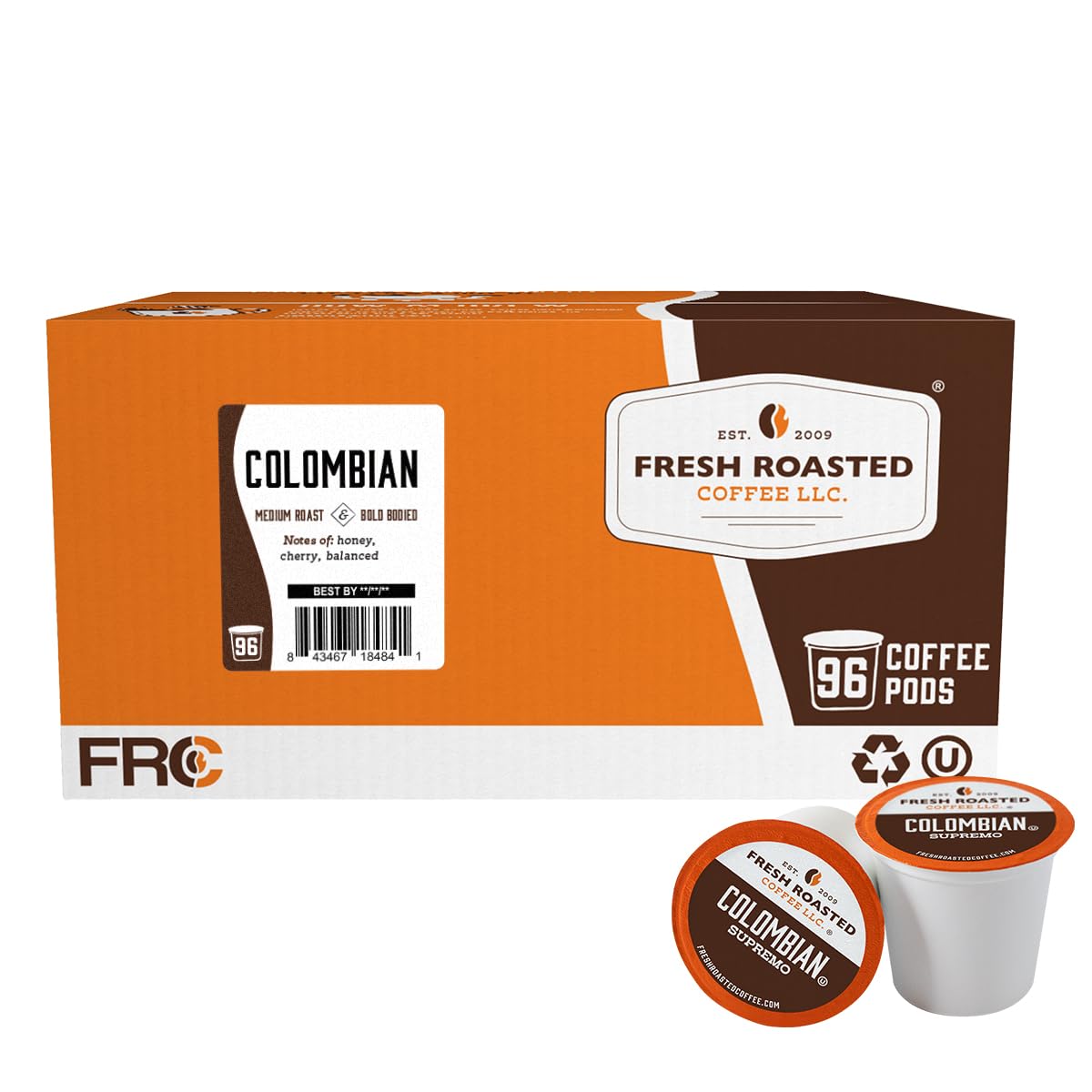 Fresh Roasted Coffee, Organic Donut Shop K-Cup Pods for Keurig Brewers, Medium Roast, Kosher, 96 Count Loose Pack