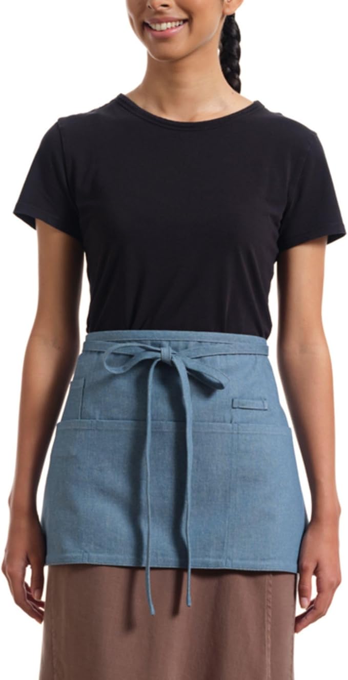 MEEMA Waist Aprons For Women With Pockets | Stylish Server Kitchen Apron Short, 23x13 Inches | Breathable Chef Apron for Cooking | Washable Cooking Aprons