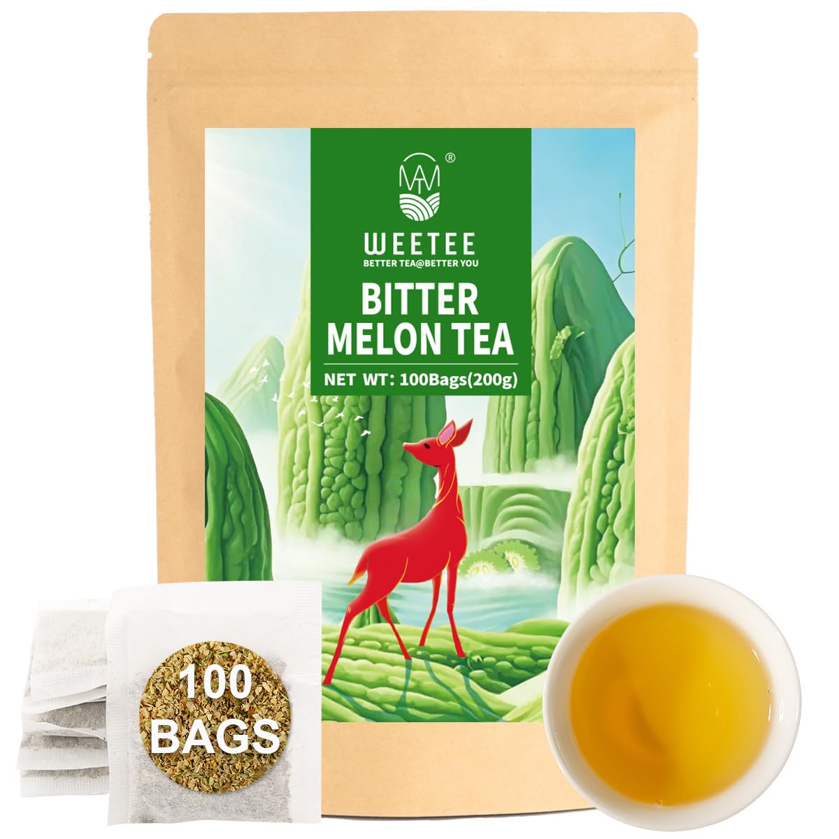WT WEETEE Chamomile Lavender Tea Bags 100ct, Caffeine-free Tea for Bedtime
