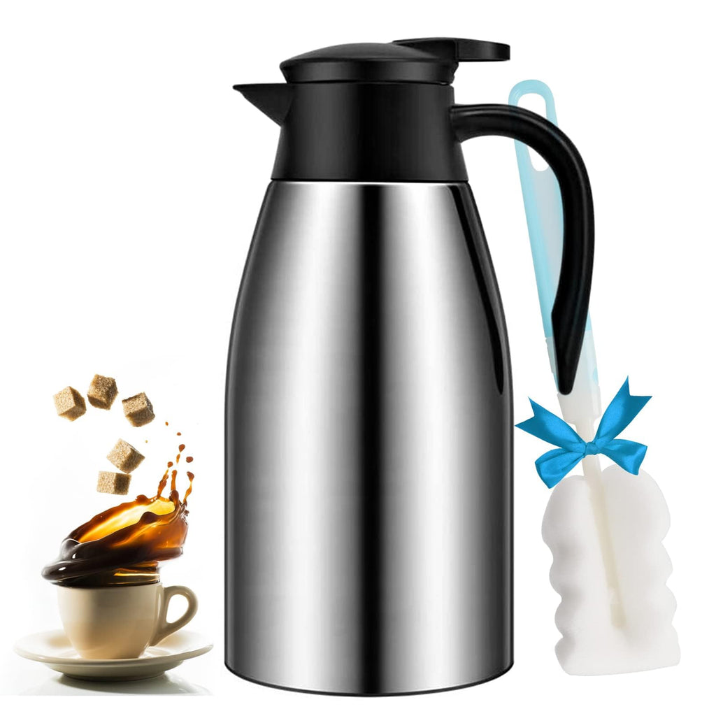 68oz Coffee Carafe Airpot Insulated Coffee Urn Stainless Steel Vacuum Thermal Pot Flask for Coffee, Hot Water, Tea, Hot Beverage - Keep 12 Hours Hot, 24 Hours Cold