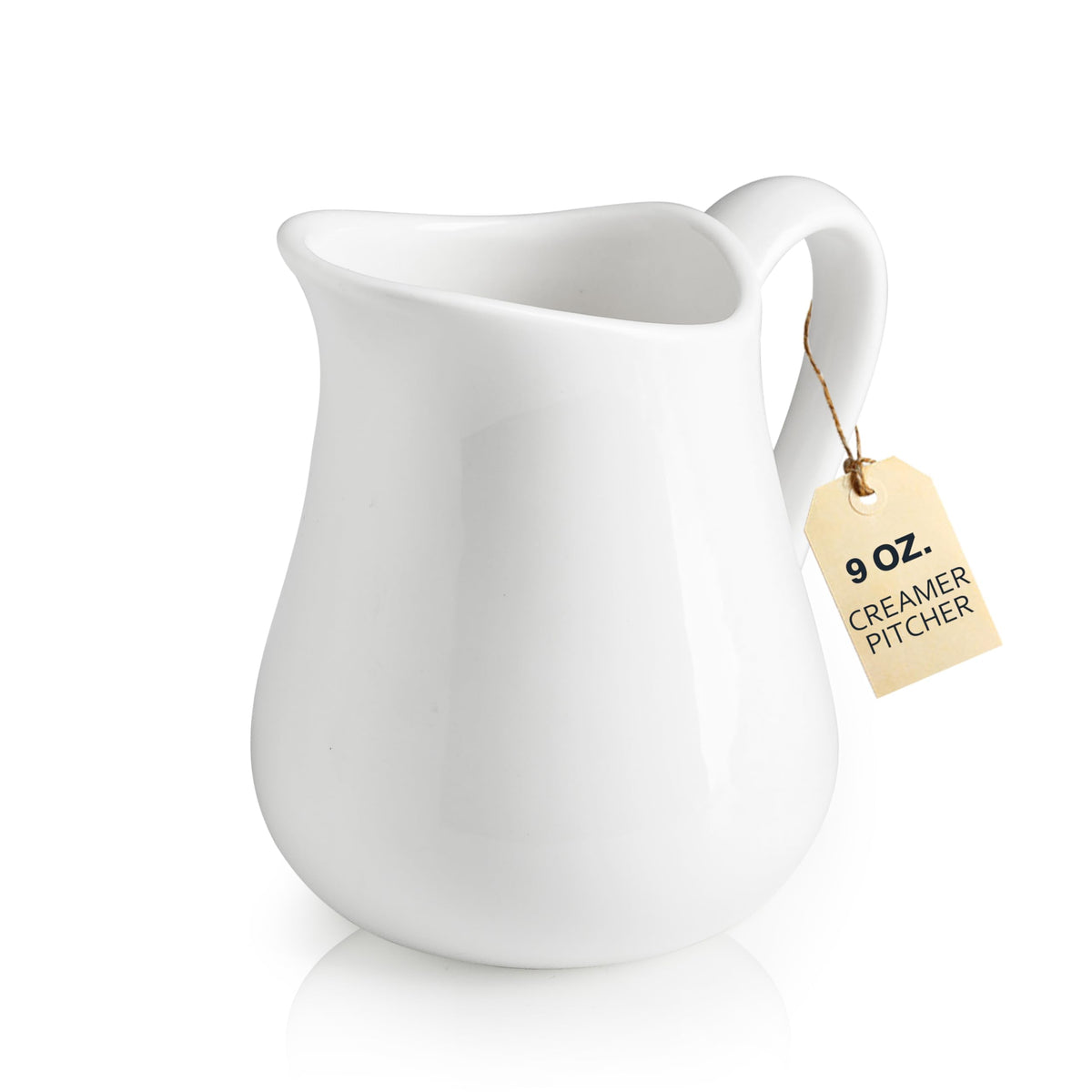 LYEOBOH 9 OZ Creamer Pitcher, Small White Creamer Pitcher for Coffee, Milk, Modern Kitchen Accessory - Ceramic