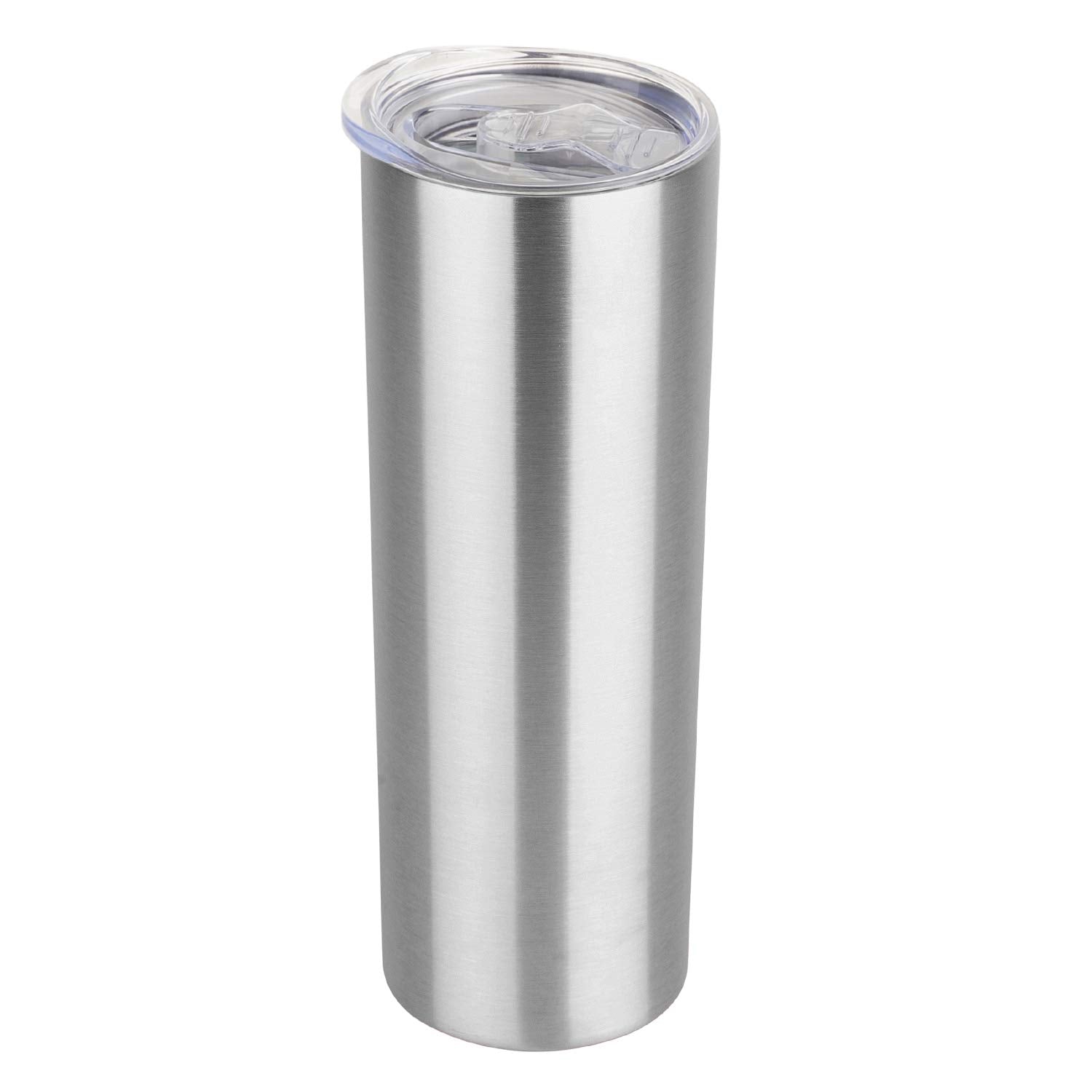 HASLE OUTFITTERS 20 oz Skinny Tumbler, Stainless Steel Insulated Slim Tumbler with Lid, Reusable Double Wall Travel Coffee Mug, Durable Powder Coated Travel Water Cup(Stainless Steel, 1)