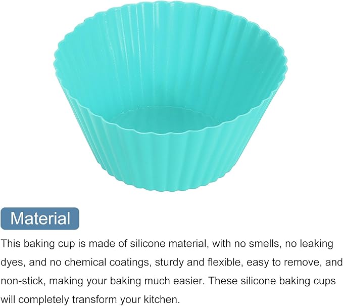 uxcell 42Pcs Silicone Cupcake Liners, Non-Stick Baking Cups, for Cooking Eggs, Baking Muffins and Make a Cake(Mint Green)