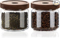 Glass Jars with Airtight Wood Lids - 12 oz Small Kitchen and Pantry Storage Containers, Canisters for Chia Seed, Ground Coffee, Sugar, Spice, Salt, Salad, Matcha, Set of 2