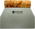 STEELPORT Bench Scraper | USA Made Premium Stainless Steel Dough Cutter & Shaper | Ideal as Bread, Pizza, Pastry Cutter | 18 Gauge Steel Blade, Tapered Oregon Maple Burl Handle | Home & Commercial Use