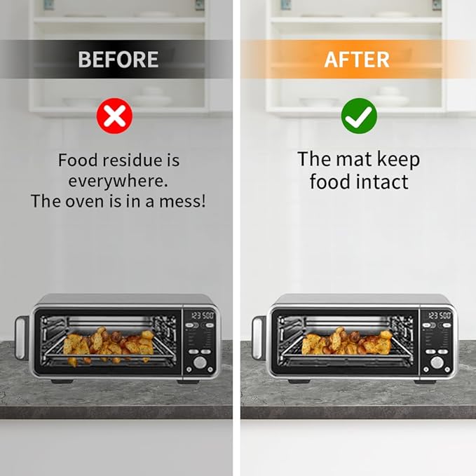 for Ninja Reusable Air Fryer Liners 12x12inch, Oven Liner for Bottom of Toaster Oven, 3x Liners + 3x Mesh Sheets, Non-Stick Baking/Microwave/Grill Mat,450°F,Pre-Cut Square for SP101/SP201/SP301/SP351