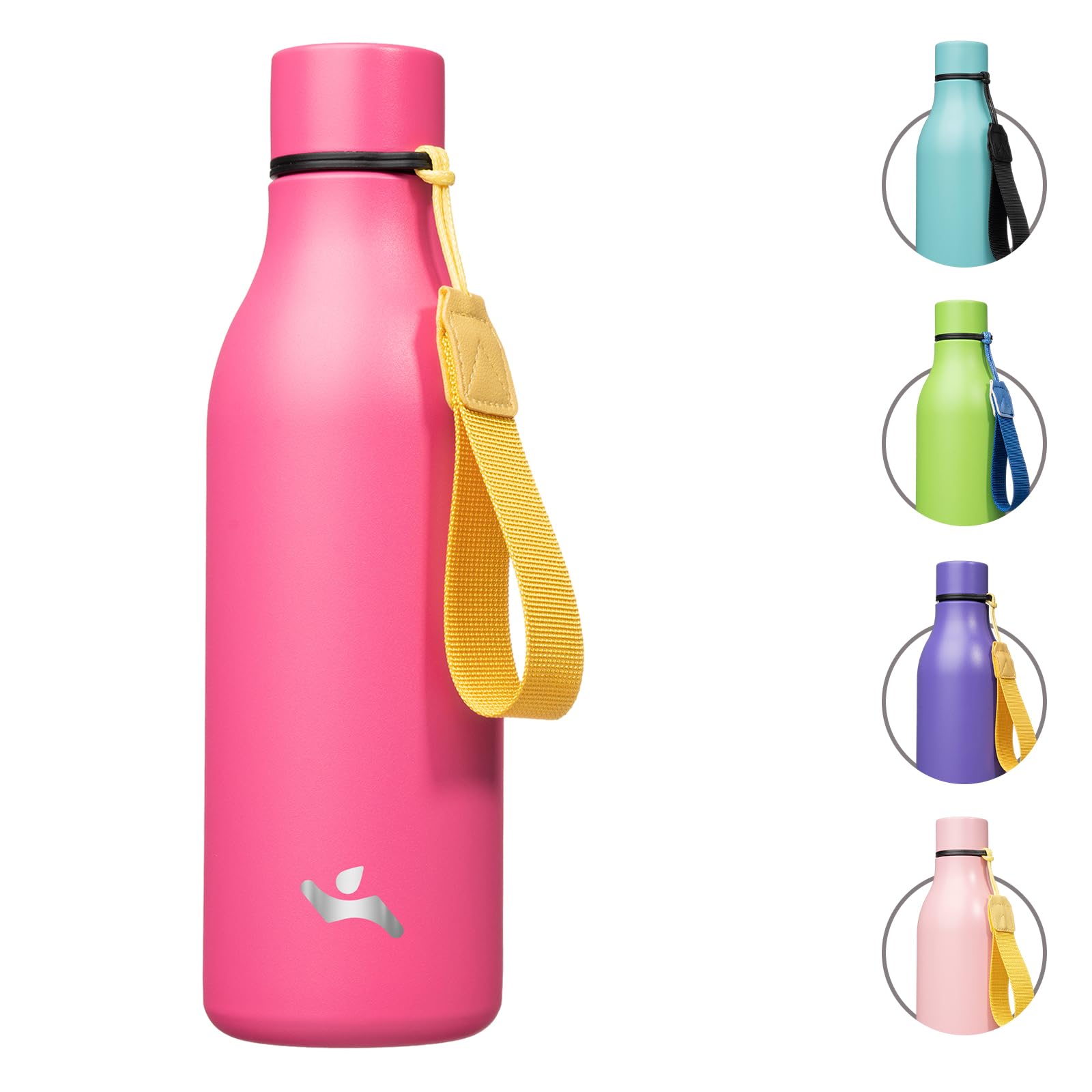 Konokyo 18 oz Insulated Stainless Steel Metal Water Bottle with Strap