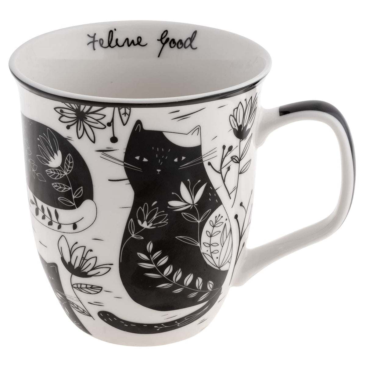 Karma Gifts 14 oz Black and White Boho Mug Flamingo - Cute Coffee and Tea Mug - Ceramic Coffee Mugs for Women and Men