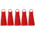 RAJRANG Chef Apron Women Men with Pockets Cotton Kitchen Cooking Full Aprons Red 35x27 Inches Pack of 5