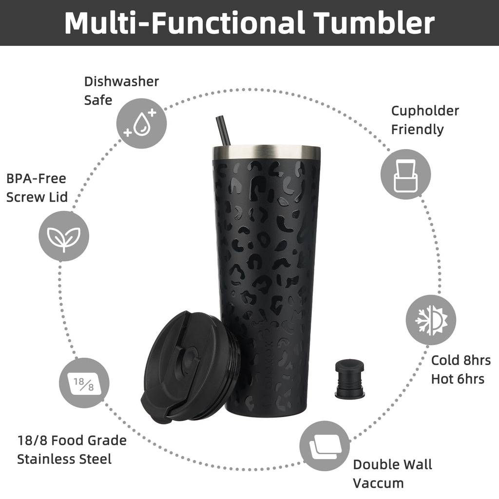 BJPKPK 26 oz Coffee Tumbler with Straw, Insulated Stainless Steel Cup