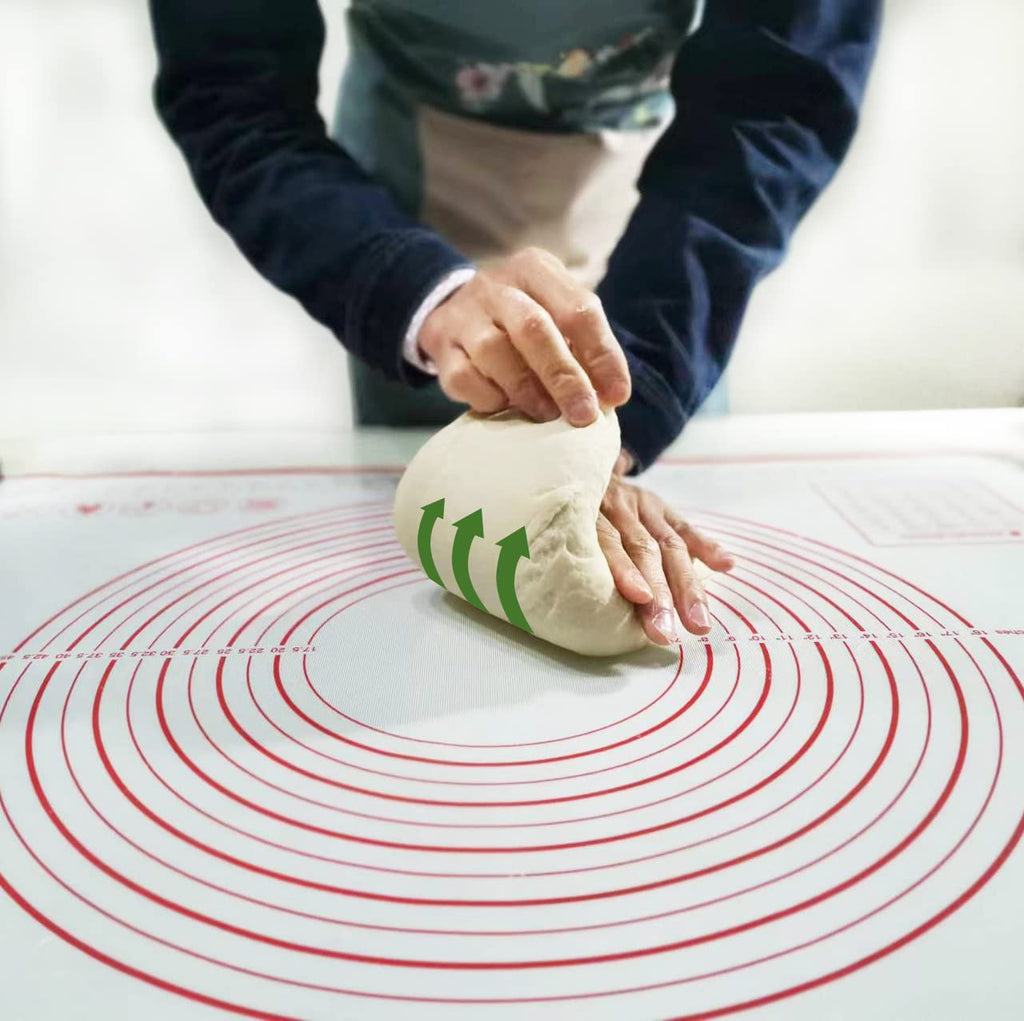 Yansumi silicone pastry non stick baking mat with measurement fondant mat with three sizes for silicone baking mat, counter mat, dough rolling mat,fondant/pie crust mat (Red, 32"L x 24"W)