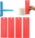 Adjustable Cake Scraper Smoother Tool,Cake Scraper Set,Double Sided Patterned Edge Smoothe Plastic Sawtooth Comb,Bench Scraper For Cake Decorating,Baking,cream Icing Smoother(4+1Pack)(Red,Blue)