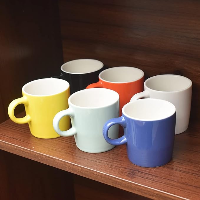 homEdge Mini Procelain Espresso Cup, 4 Ounces / 120 ml Tiny Ceramic Coffee Mugs Demitasse for Espresso, Tea- Set of 6, White