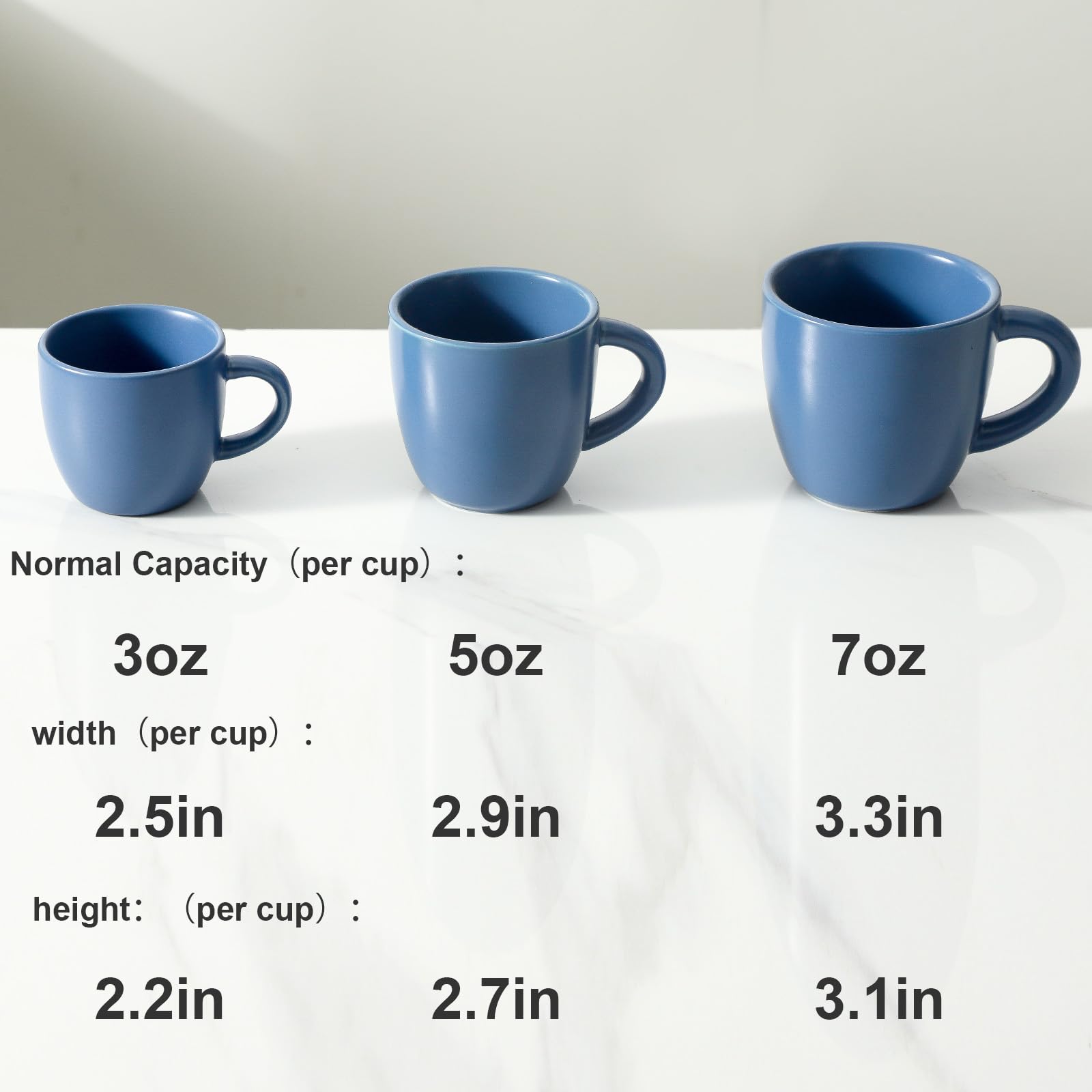 HASENSE Espresso Cups Set of 4 Perfect for Demitasse, Cappuccino, Tea Bag and Juice, 5 Ounce Ceramic Stackable Mini Coffee Mugs Suit for Espresso Machine and Coffee Maker, Blue