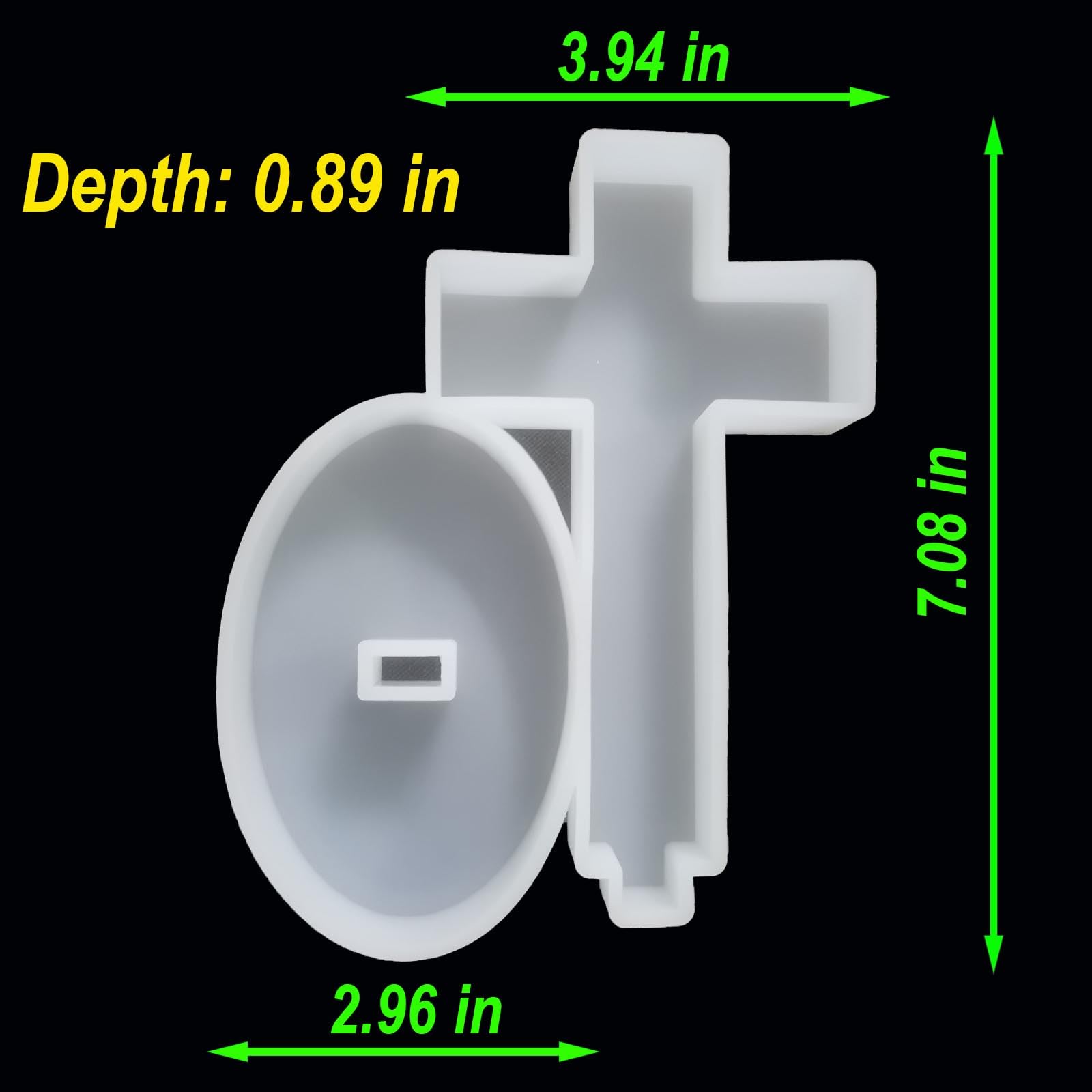 【300+ Design Optional】 Fuehbur Cross with Base Epoxy Resin Silicone Mold for DIY Decoration, Blessed Cross Candle Casting Mould【Mold Length: 7.08 in, Depth: 0.89 in】