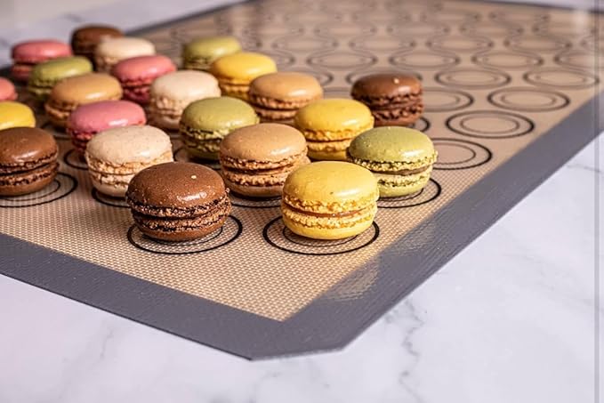 Macaron Silicone Baking Mats - Set of 10 - Full Size - 16.5 x 24, Non-Stick Macaron Mat for Perfect Baking - Dishwasher & Oven Safe, Ideal for Macarons, Cookies, Bread, and More