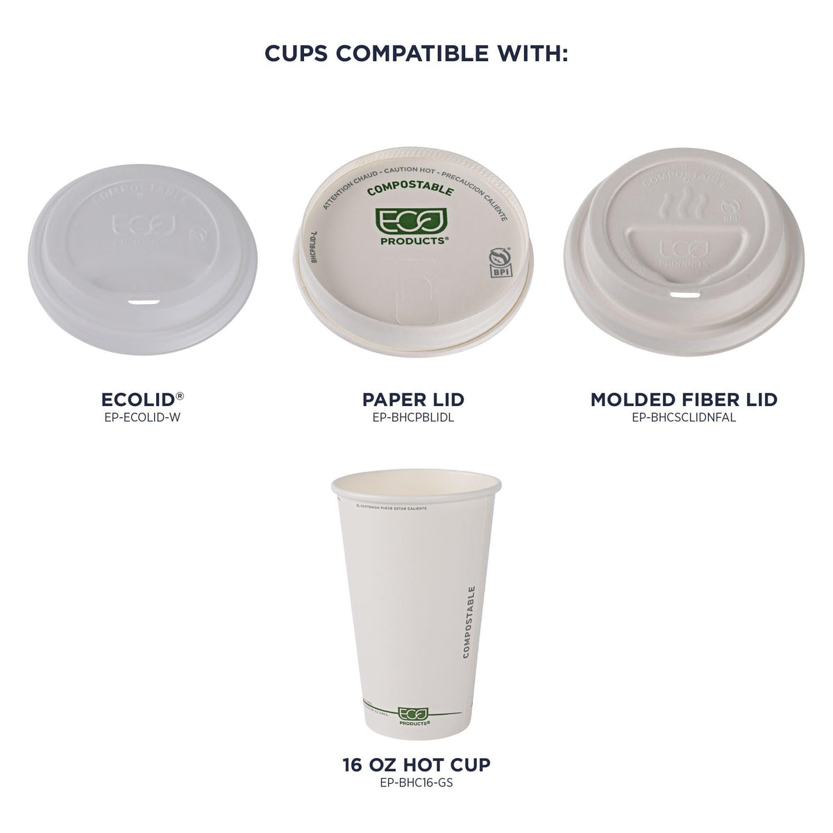 ECO PRODUCTS GreenStripe Disposable Paper Hot Cups, 16 oz, 1000 Count