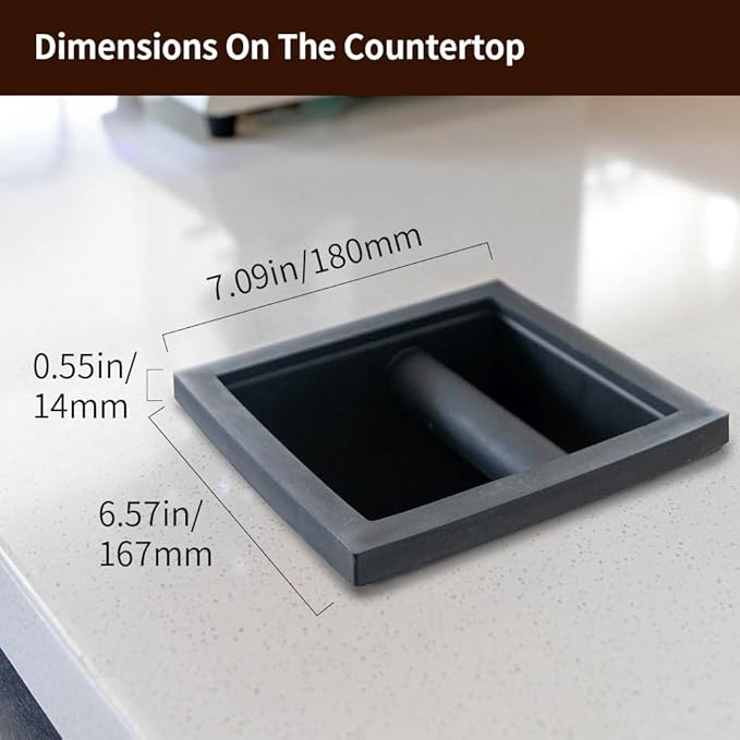 watchget Espresso Knock Box - Built-in Stainless Steel and Silicone Coffee Knock Box Chute, Detachable Rubber Rod, Square Bottomless Waste Bin for Coffee Grounds