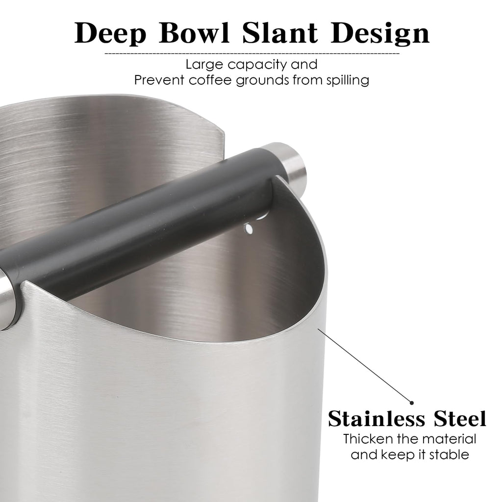 Italian Espresso Tapping Box, Stainless Steel Coffee Grinding Tapping Box, With Detachable Tapping Rod And Anti Slip Rubber Base (Silver-S)