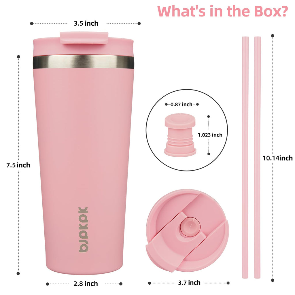BJPKPK 22 oz Coffee Tumbler with Straw, Insulated Stainless Steel Cup