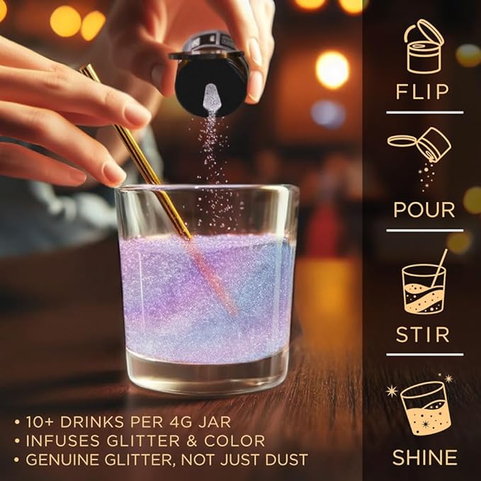 Brew Glitter Iridescent Purple Edible Drink Glitter 1x 4g Jar for Cocktails, Beer, & Beverages