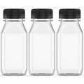 3 Pcs 8 oz Plastic Juice Bottle Bulk Beverage Containers with Black Lids