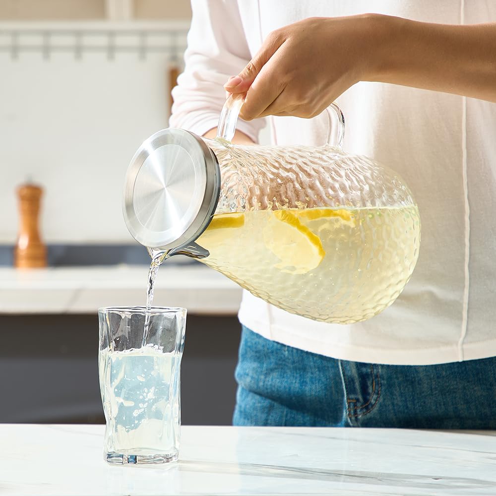 Karafu 78 Oz Glass Pitcher with Handle and Lid, Iced Tea Water Carafe