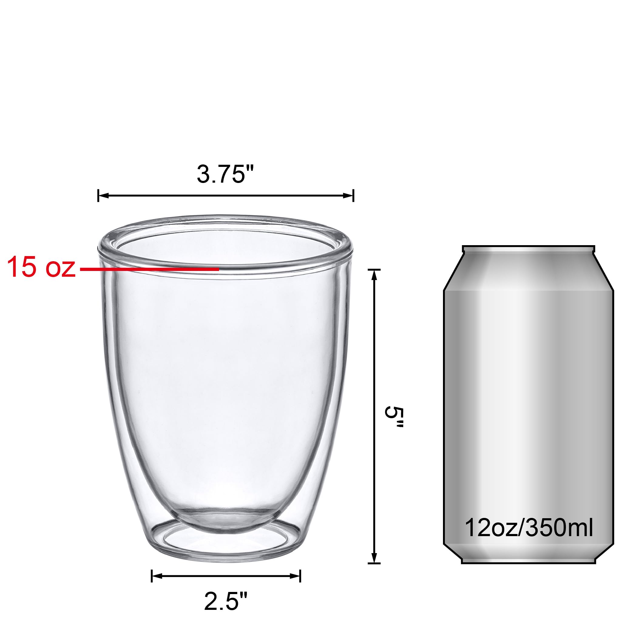 Amazing Abby - Andes - 14-Ounce Insulated Plastic Tumblers (Set of 4), Double-Wall Plastic Drinking Glasses, All-Clear Reusable Plastic Cups, BPA-Free, Shatter-Proof, Dishwasher-Safe
