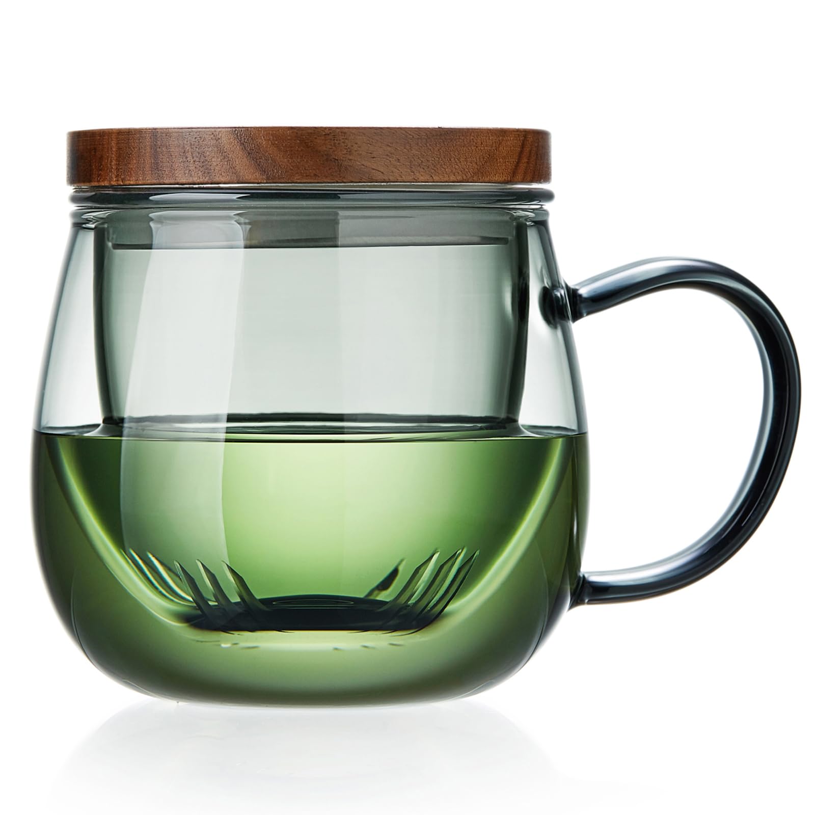 17 OZ Glass Tea Cup with Infuser and Lid, 500 ML Large Borosilicate Teacup, Clear Mug for Loose Leaf Tea, Blooming Tea, Tea Bags - Perfect Christmas or Birthday Gift for Women