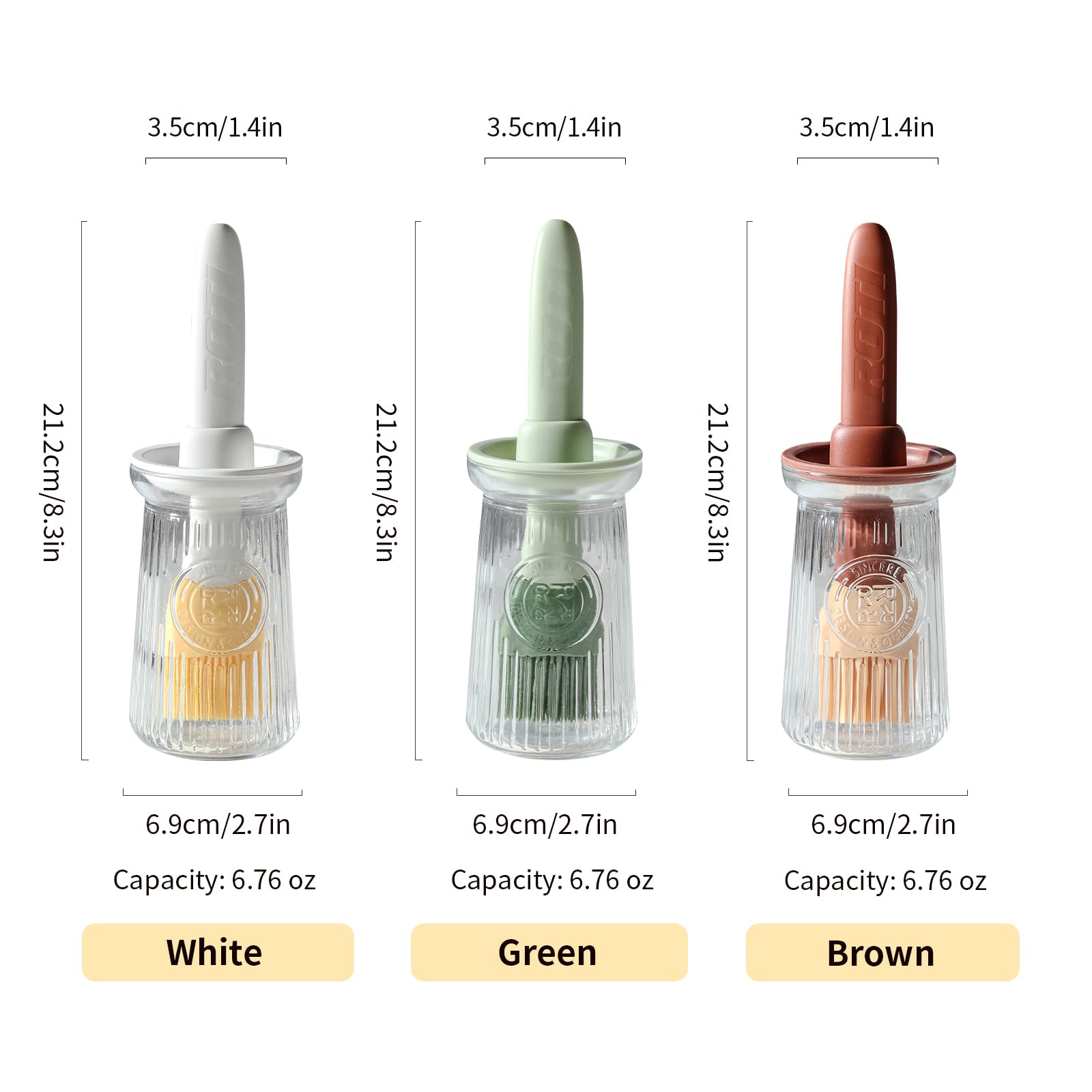 Uteynee Oil Dispenser with Brush - Glass Olive Oil Dispenser for Kitchen, 3 IN 1 Oil Dispenser Bottle with Silicone Basting Brush for Cooking Vinegar Sauce BBQ Grill Frying (Brown)