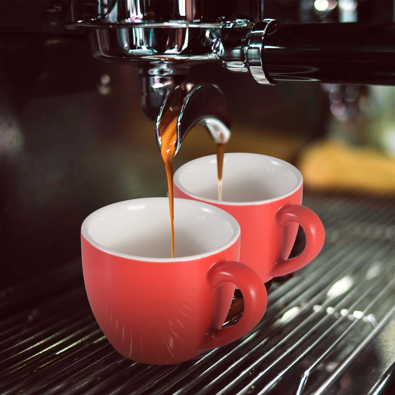 homEdge Mini Porcelain Espresso Cup, 3 Ounces / 90 ml Tiny Coffee Mugs Demitasse for Espresso, Tea- Red