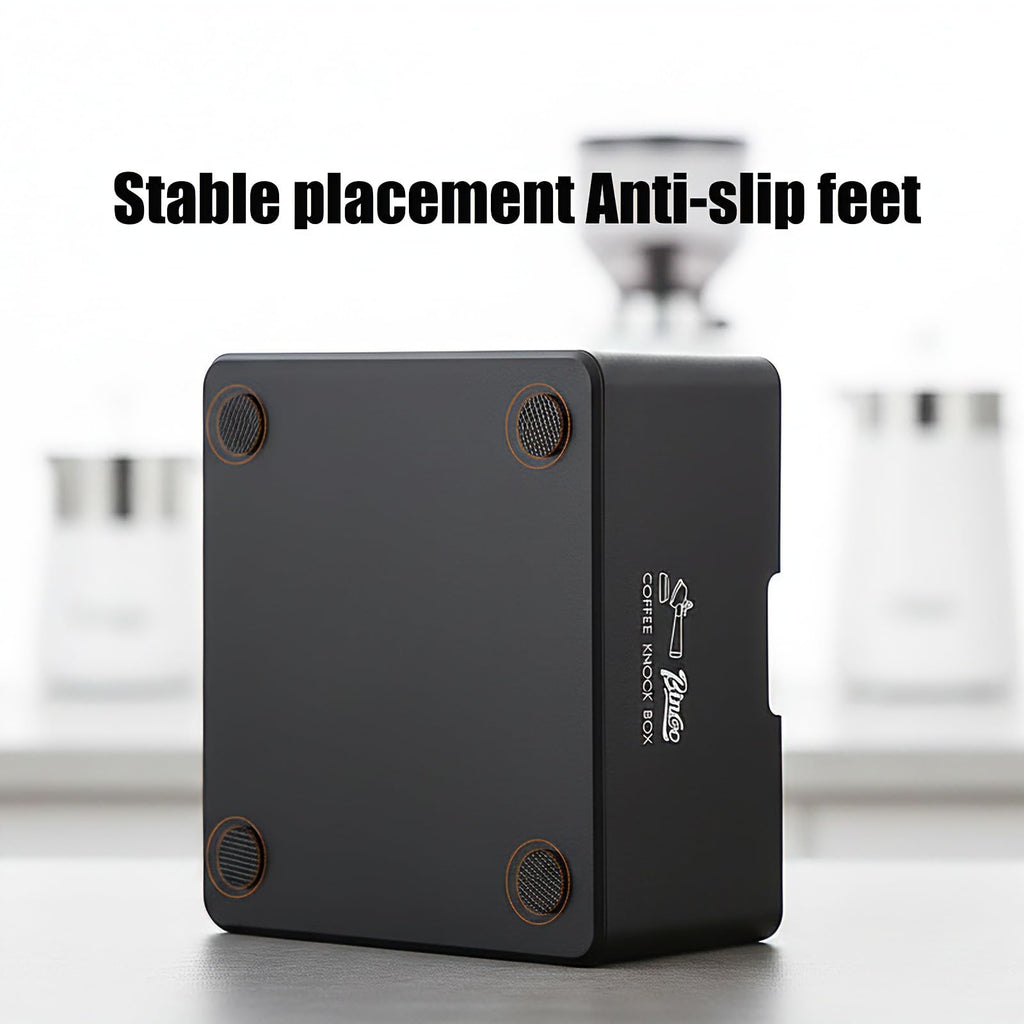 Bincoo Square Espresso knock Box 16cm /6.3 Inch Barista Style Coffee Knock Box for Grounds with Anti-Slip Base, Multi-functional Sturdy Espresso Dump Bin for Home/Office.. (black)