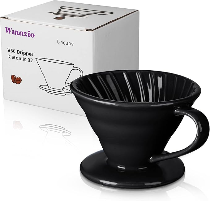 Wmazio Pour Over Coffee Dripper - Ceramic Pour Over Coffee Maker Cone, Porcelain Coffee Drip, Pour Over Single Cup, Manual Brew Maker for Home, Cafe, Office - 1-4Cup