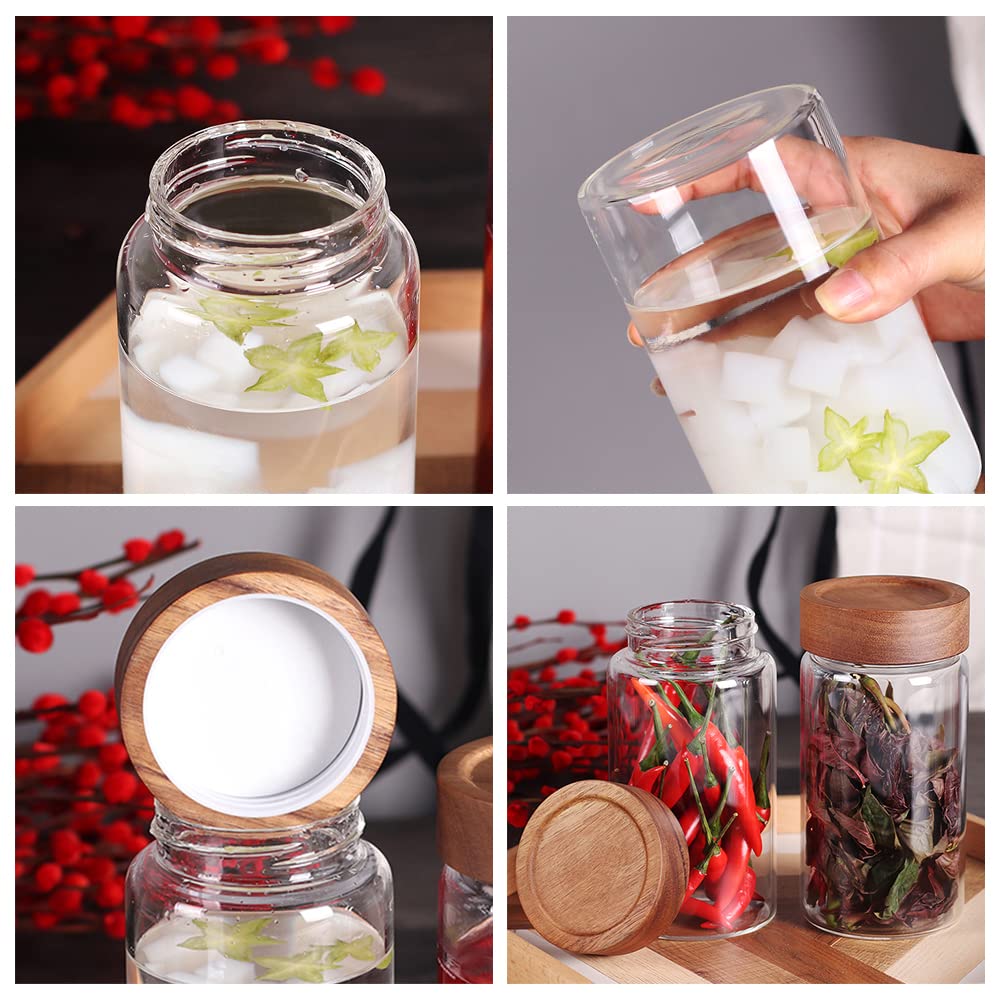 SAIOOL with Screw Cap (2-Units) kitchen jars, 580ML*2 Food Storage Canisters,Clear,Spice jars,Fermenting, Pickling, or DIY Decors and Projects, You Can even Use them for Freezing Desserts