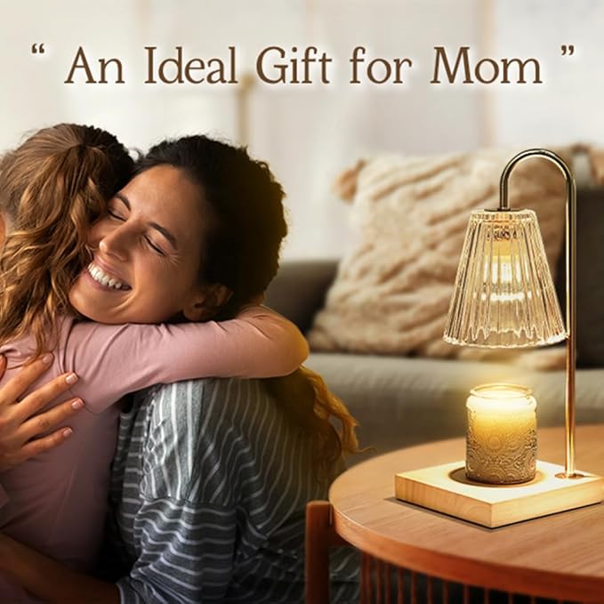 Electric Candle Warmer Lamp with Timer, Wax Melt Warmer, Gifts for Mom Women, Gold Aesthetic Room Home Decor Cozy House Warming Gifts, Vintage Square Diamond