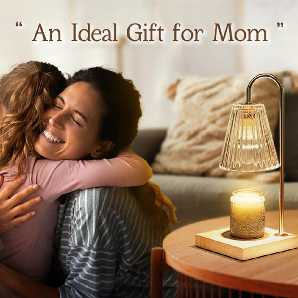 Marycele Candle Warmer Lamp with Timer, Vintage Amber Nightstand Decor Gift