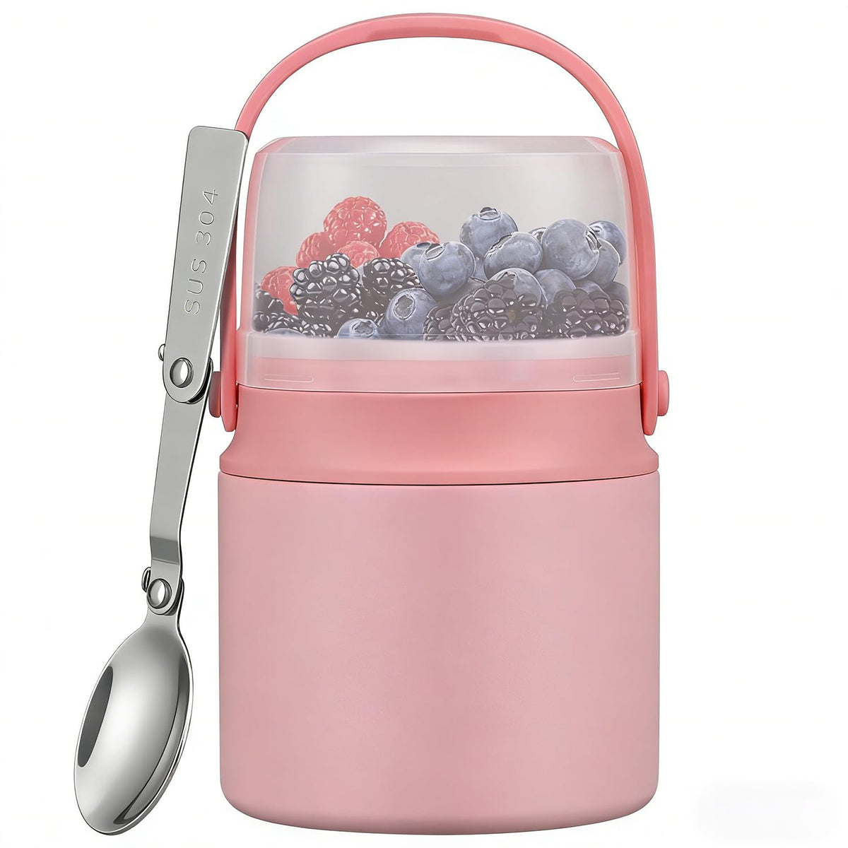 2-in-1 Insulated Food Jar with a Snack Container - 15oz Kids Soup Thermos for Hot Food with Handle and Spoon, Leak Proof Bento Lunch Box Kids, Perfect for School & Travel