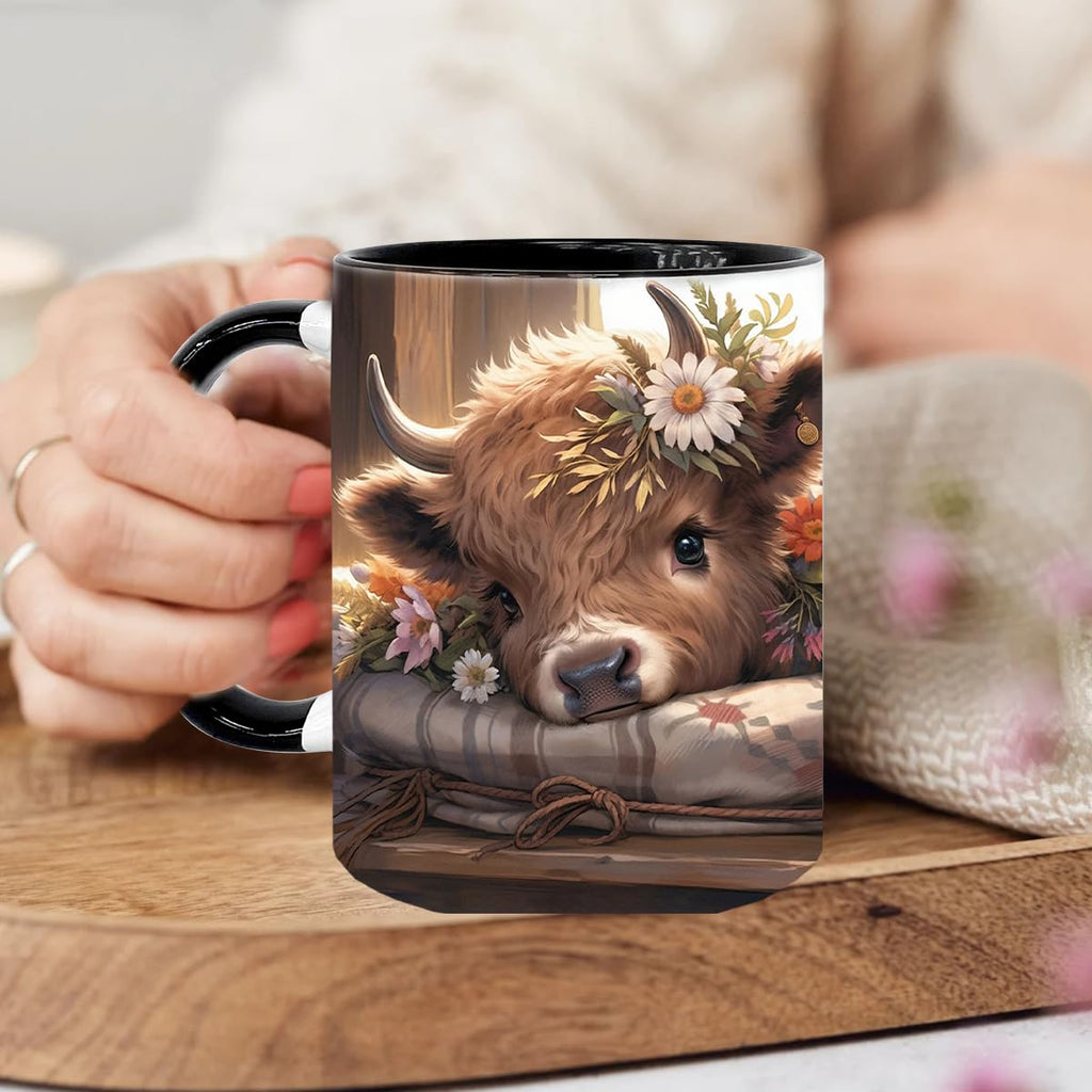 Pfkfo Highland Cow Gifts for Woman, Highland Cow Coffee Mug, Cow Iced Coffee Cup, Western Cows Gifts, Cow Gifts Set for Women Cow Lovers, Cows Drinking cup,11oz Mug