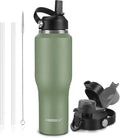Insulated Water Bottle 32oz with Straw/Spout Lids, Stainless Steel Water Bottles Keep Cold 24h&Hot 12h, Metal Water Bottle with Straw that Fits in Cup Holder, Water Bottle Leak-proof,BPA Free
