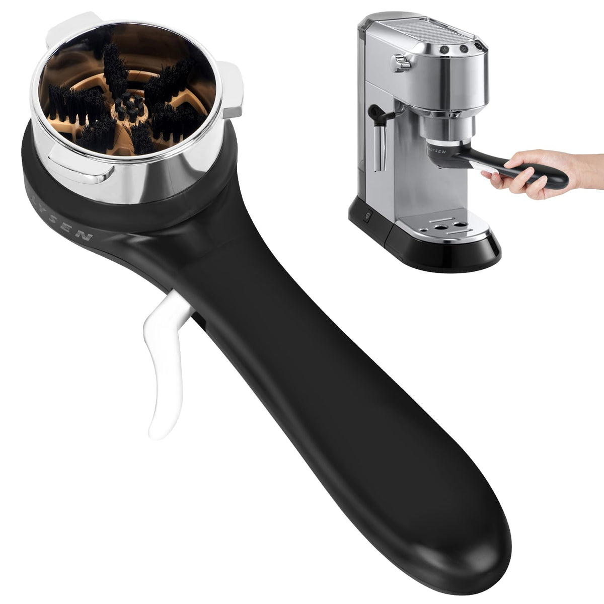 Espresso Coffee Machine Cleaning Brush, 360° Cleaning Push-Up Coffee Maker Brush, Espresso Machine Brush Coffee Cleaning Tool for 3 EARS 51MM Delonghi Dedica Style Series EC680 and EC685, SMEG ECF01