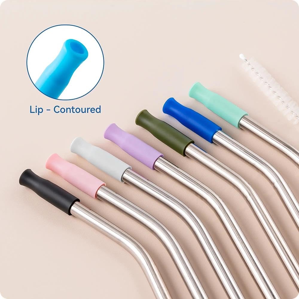Prurex Bent Metal Straws for Stanley 30oz, Reusable Stainless Steel Straws