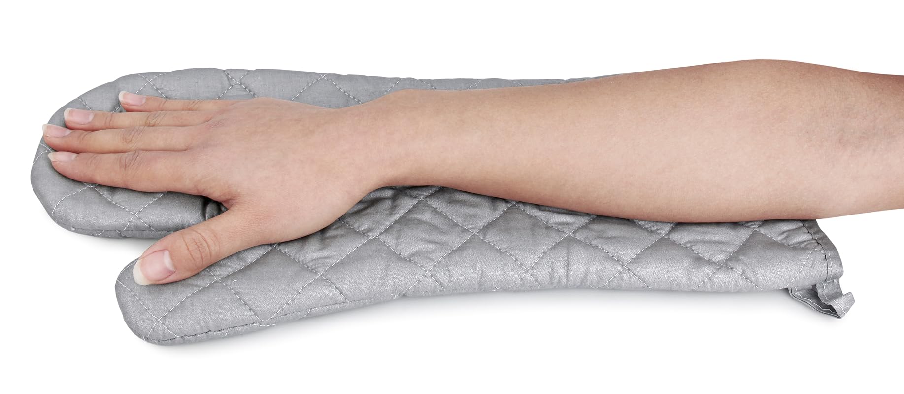 Linwnil 17 Inch Extra Long Heat Resistant Oven Gloves New Cotton Oven Mitts Kitchen Gloves High Temperature Cooking Tool BBQ Gloves (17" Silver)