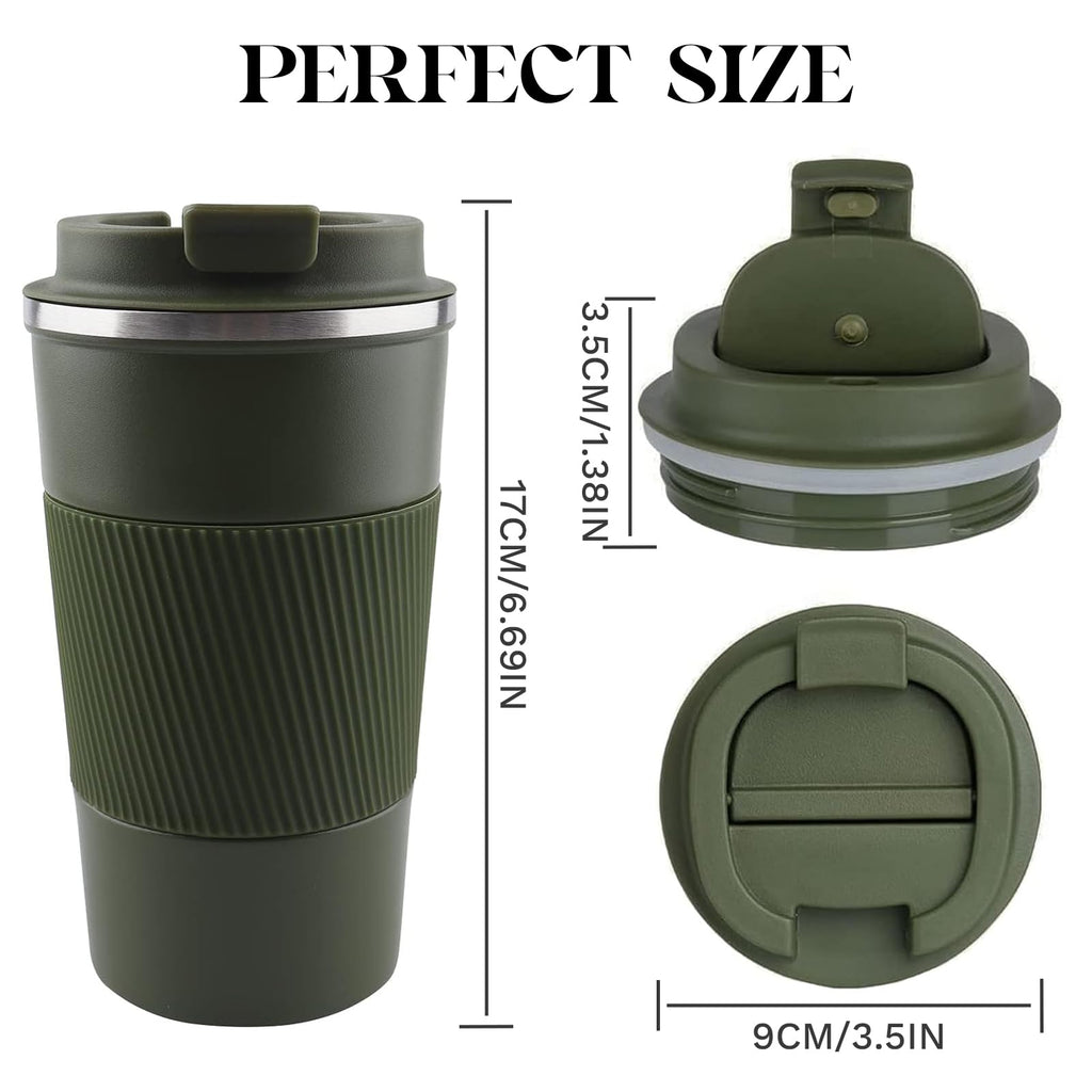 Insulated Travel Coffee Mug, Stainless Steel Coffee Cup with Leakproof Lid