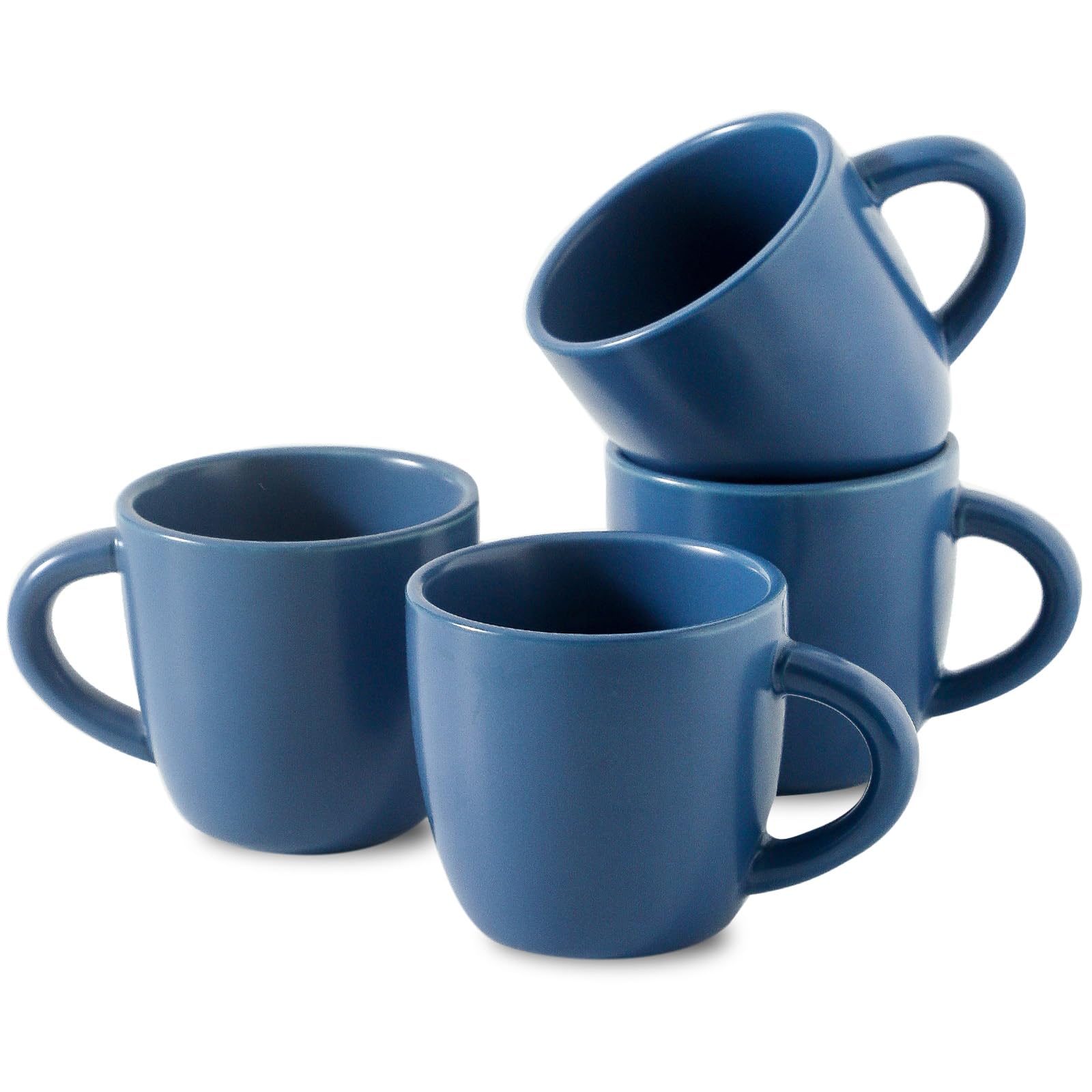 HASENSE Espresso Cups Set of 4 Perfect for Demitasse, Cappuccino, Tea Bag and Juice, 5 Ounce Ceramic Stackable Mini Coffee Mugs Suit for Espresso Machine and Coffee Maker, Blue