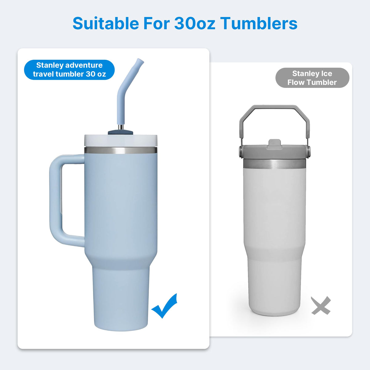 Bluwing Replacement Metal Straws with Silicone Tip for 40oz Stanley Cup