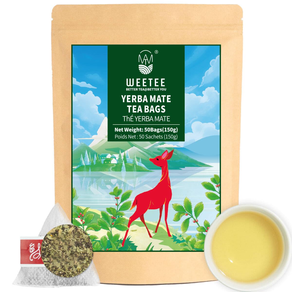 WT WEETEE Chamomile Lavender Tea Bags 100ct, Caffeine-free Tea for Bedtime