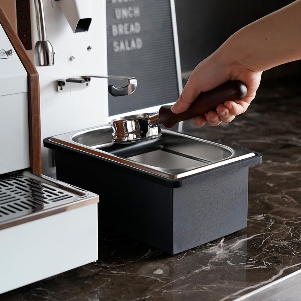 watchget Large Stainless Steel Espresso Knock Box for Coffee Grounds