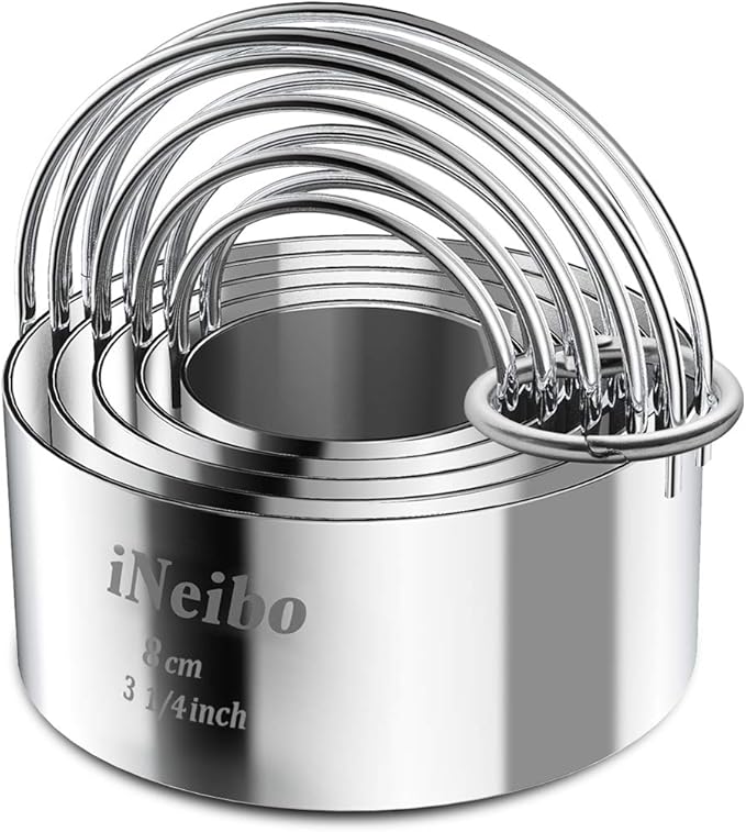 iNeibo Biscuit Cutter Set, Cookie Cutter, Round Shape Circle Scone Cutters, Pastry Dough Baking Cutter, Shapes Pastry Cutter for Dumpling Skin Cutters, Dough, Pastry, Donut, Fondant, DIY, Cake Décor