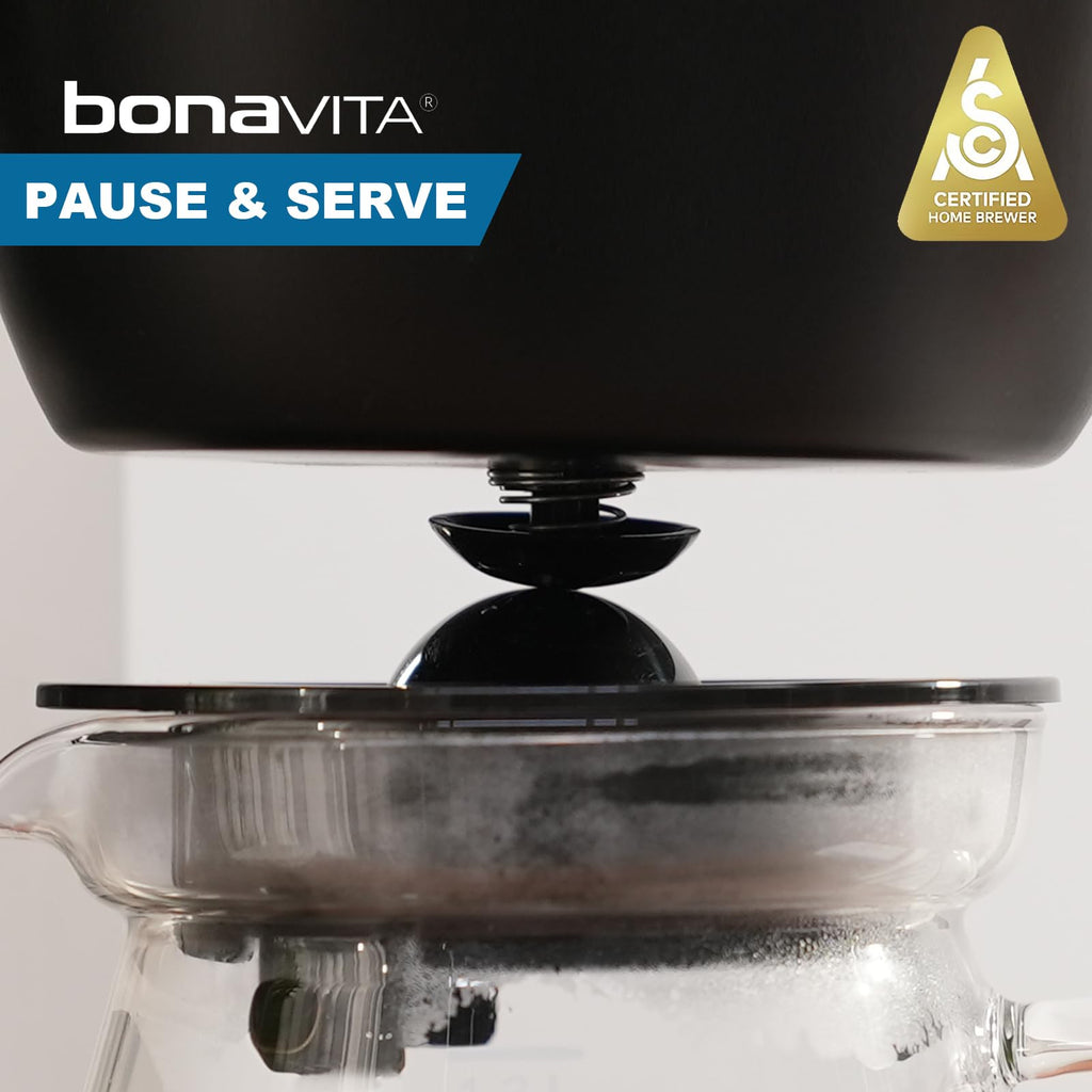 Bonavita Enthusiast 8 Cup Drip Coffee Brewer, Pour Over, SCA Certified Coffee Machine with Glass Carafe, Stainless Steel Panel, Removable Reservoir